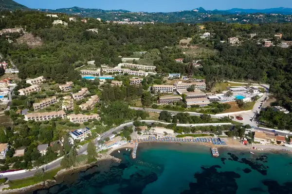 Aerial view of Aeolos Beach Hotel, Corfu