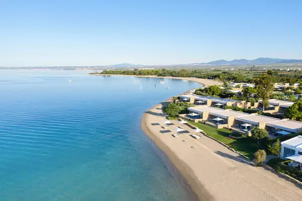 Aerial view of the Ikos Olivia Deluxe Beach Area