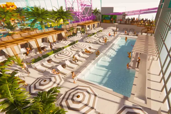 Rendering of the pool at Island Waterpark at Showboat