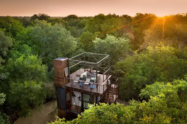 Aerial view of Ngala Treehouse, South Africa