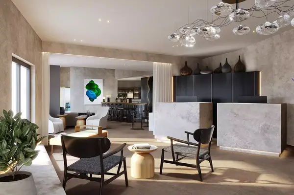 Interior of the reception at Domes Tholos Santorini