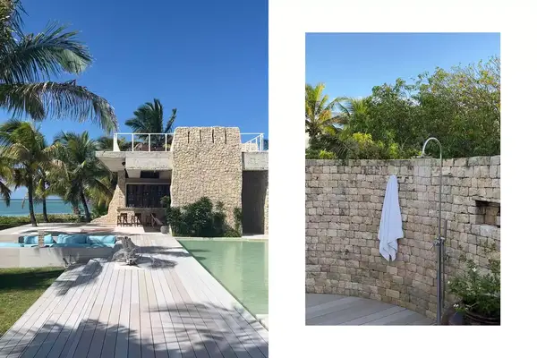 Exterior view of pool and outdoor shower at Miavana