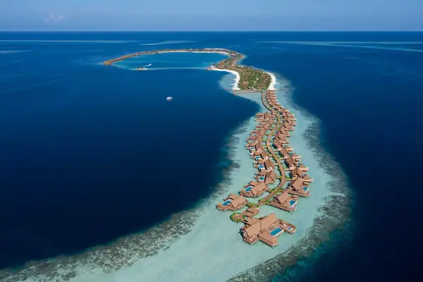 Aerial view of the Waldorf Astoria Maldives Ithaafushi
