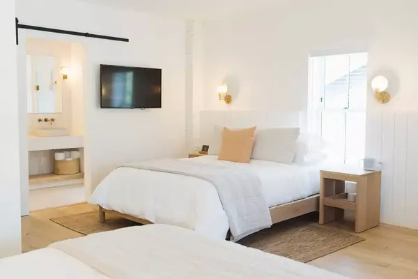 Interior of guest room at The Wildset Hotel on the Maryland coast