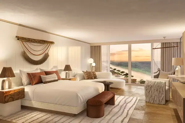 hotel room with view of beach