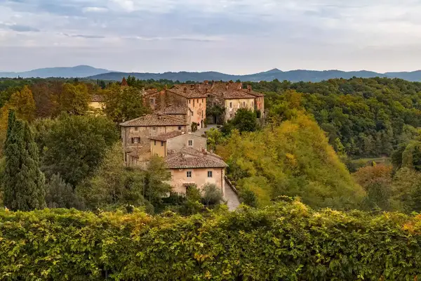 Aerial view of the medieval village at Il Burro