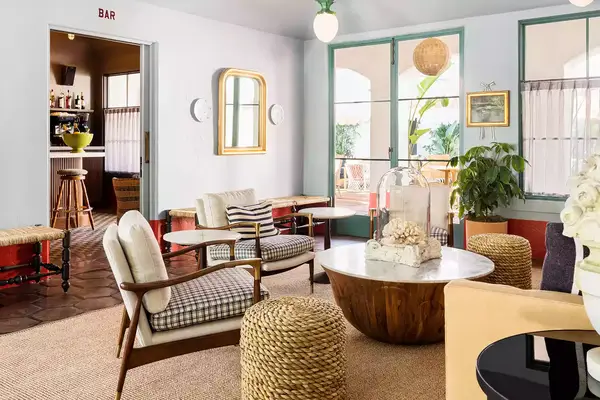 The lobby at Palihouse Santa Barbara