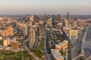 Aerial view of Dallas and Harwood District 