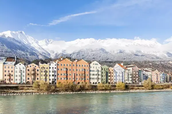 View of colorful house in Innsbruck, Austria.