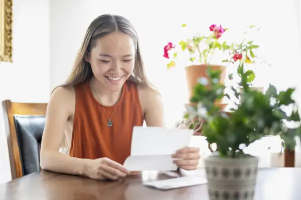 a woman sitting at a table