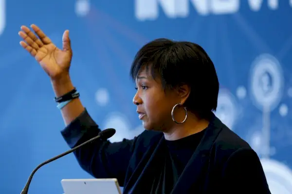 santa clara, ca may 23 keynote speaker dr mae jemison addresses the delegates during the beyond innovation summit at levis stadium on may 23, 2018 in santa clara, california photo by lachlan cunninghamgetty images