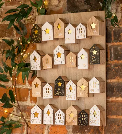 Wooden Advent Calendar Houses