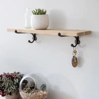 Oak & Cast Iron Shelf