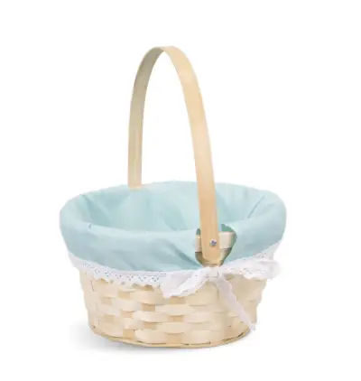 Easter Egg Hunt Wicker Basket Kid Child Party Flower Craft Gift Basket (Blue, 1)