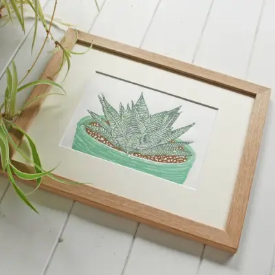 Haworthia - Original Linocut Print