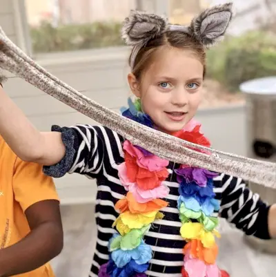 a girl playing with slime