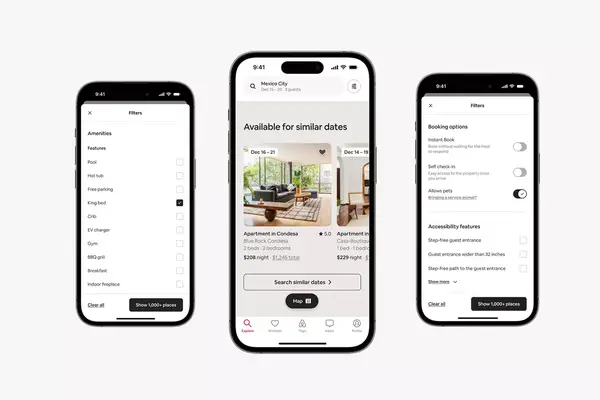 Phones displaying Airbnb app