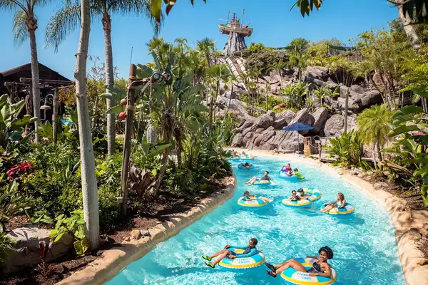 Guests on the Lazy River in Disneyâs Typhoon Lagoon Water Park