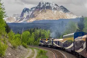 Exterior of Rocky Mountaineer in Jasper, Canada 