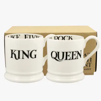 Black Toast King & Queen Set Of 2 1/2 Pint Mugs