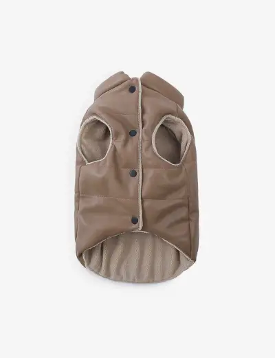 Medium faux leather sleeveless dog jacket