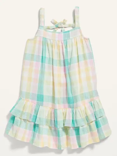 Sleeveless Plaid All-Day Swing Dress 