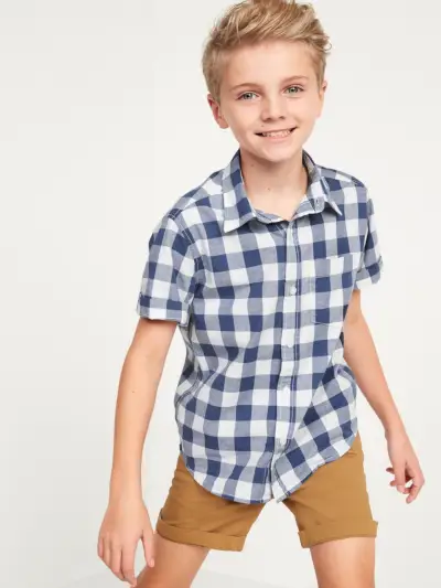 Gingham Short-Sleeve Shirt for Boys
