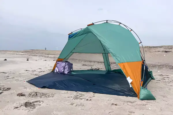 The Kelty Cabana Shelter on a beach