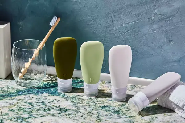 INSFIT TSA Carry-on Approved Containers on a bathroom counter