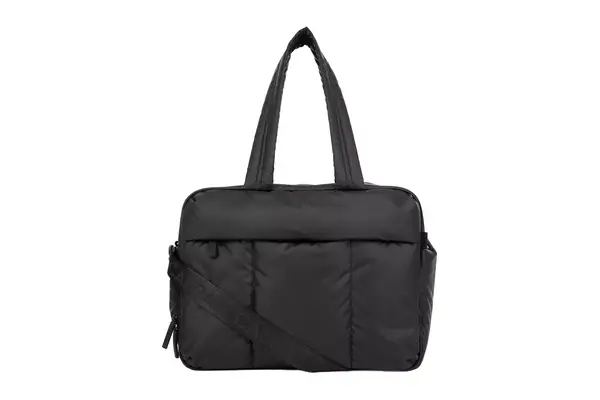 A person unrolling the Ostrich Pillow Go Neck Pillow