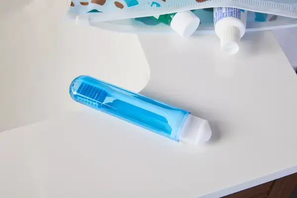 The Spark Dental Co. Toothbrush on a bathroom counter