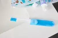 The Spark Dental Co. Toothbrush on a bathroom counter