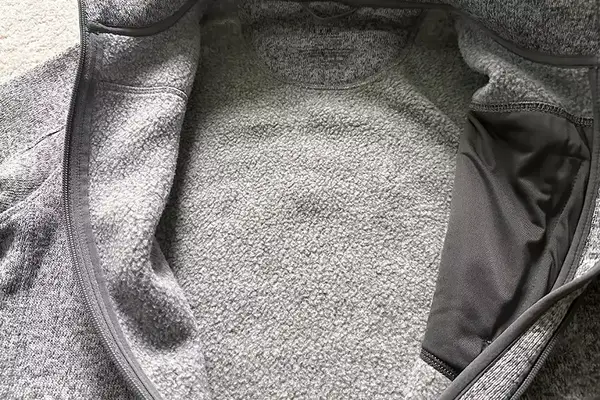 A close up of the interior on the L.L.Bean Sweater Fleece Full-Zip Jacket