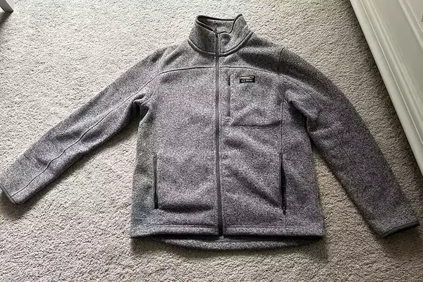 L.L.Bean Sweater Fleece Full-Zip Jacket on a carpeted floor