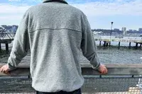 A person wearing the Columbia Steens Mountain 2.0 Full Zip Fleece Jacket outdoors