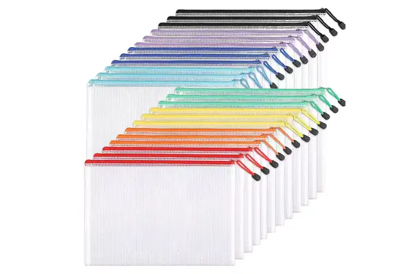 EOOUT 24pcs Mesh Zipper Pouch Bags, A4 Zipper Bags for Organizing 