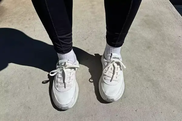 An overhead view of a person wearing the Allbirds Women
