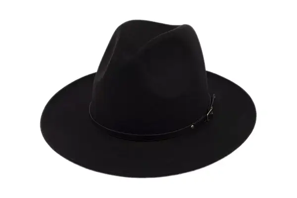 Lanzom Womens Classic Wide Brim Floppy Panama Hat Belt Buckle Wool Fedora Hat