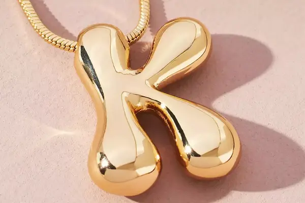 Anthropologie Bubble Letter Monogram Necklace