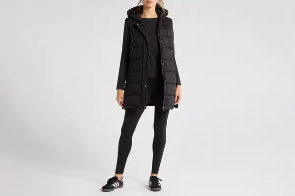 Zella Long Hooded Puffer Vest