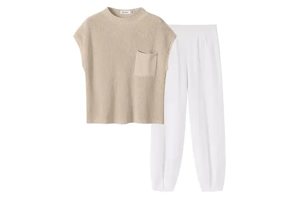 Anrabess Womens Two Piece Outfits Knit Sweater Vest