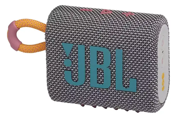 JBL Go 3 - Portable Mini Bluetooth Speaker, big audio and punchy bass, IP67 waterproof and dustproof, 5 hours of playtime, speaker for home, outdoor and travel (Grey)