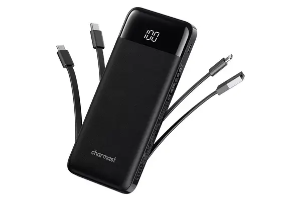 Portable Charger with Built in Cables, Portable Charger with Cords Wires Slim 10000mAh