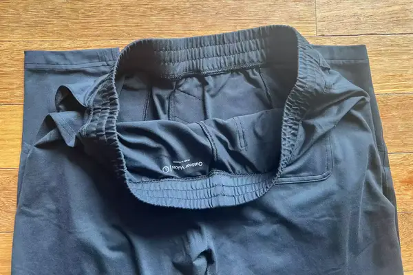 The waist and logo on the inside of the Outdoor Voices CloudKnit Slim Sweatpant