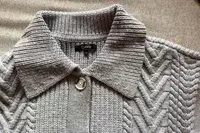 A close up of the Quince Australian Merino Wool Collared Cable Cardigan