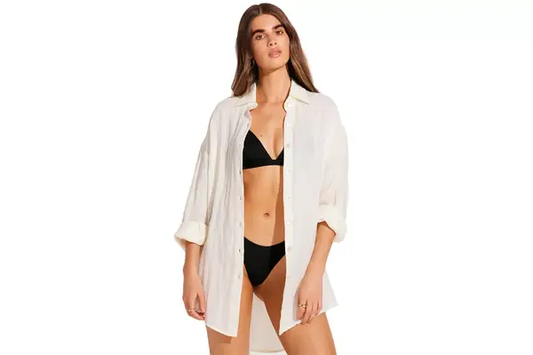 Vitamin A Playa Linen Boyfriend Shirt