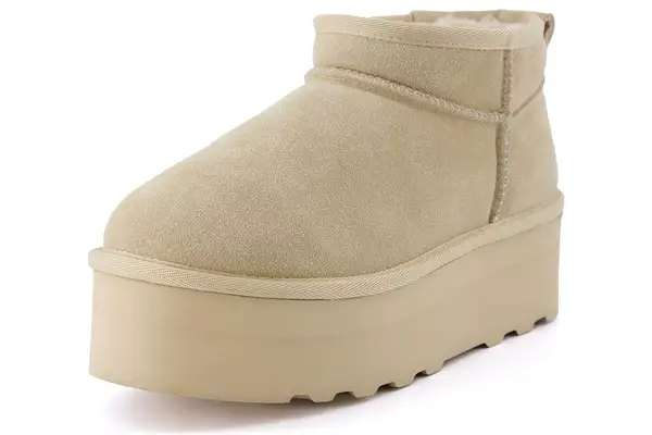 CUSHIONAIRE Hippy Women’s Platform Ankle Boots – Genuine Suede, Faux Fur Lining, Cozy Winter Slip-On Design, Comfortable Footwear with Wide Widths Available