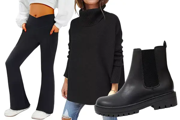 Winter Airplane Outfits Under $100 at Amazon collage