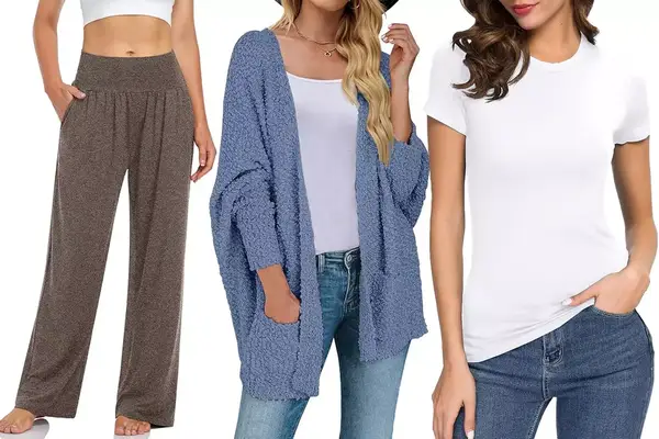 Winter Airplane Outfits Under $100 at Amazon collage