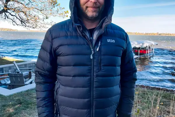 A person wears the Stio Men